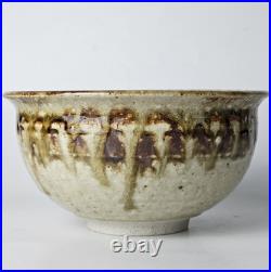 Signed Studio Pottery Farmhouse Speckled Rustic Brown Drip Glaze Bowl Set of 9