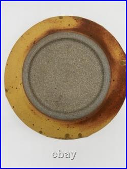 Signed Studio Pottery Wood Fired Stoneware Bowl 8 Ash Glaze Faceted Rim Mingei