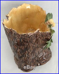 Signed Vintage Majolica Art Pottery Oak Leaves Acorns Tree Planter Bowl