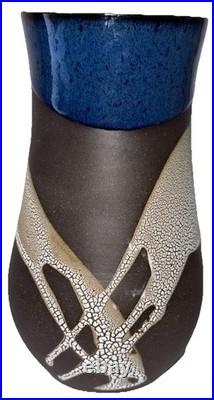 Signed Vintage Studio Art Pottery Textured Glaze Modernist Vase