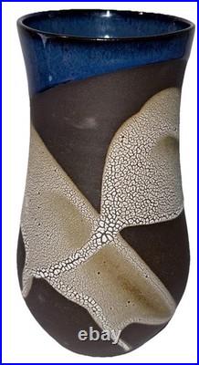 Signed Vintage Studio Art Pottery Textured Glaze Modernist Vase