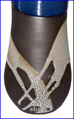 Signed Vintage Studio Art Pottery Textured Glaze Modernist Vase