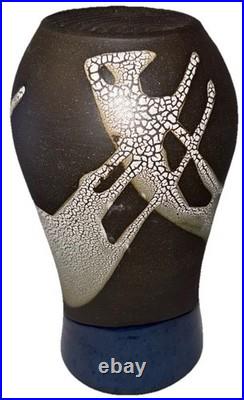 Signed Vintage Studio Art Pottery Textured Glaze Modernist Vase