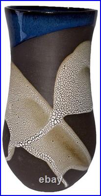 Signed Vintage Studio Art Pottery Textured Glaze Modernist Vase
