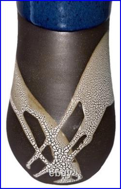 Signed Vintage Studio Art Pottery Textured Glaze Modernist Vase