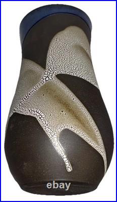 Signed Vintage Studio Art Pottery Textured Glaze Modernist Vase