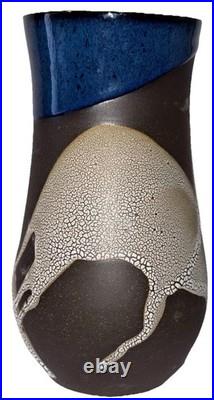 Signed Vintage Studio Art Pottery Textured Glaze Modernist Vase