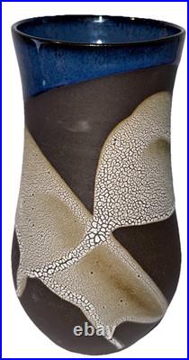 Signed Vintage Studio Art Pottery Textured Glaze Modernist Vase