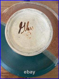 Signed Walt Glass 1990 Vintage Pottery Large Bowl