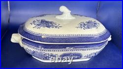 Spode Blue Fitzhugh Covered Vegetable Bowl