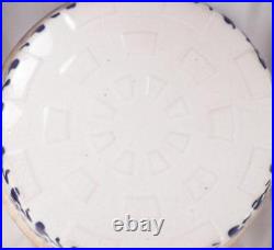 Spongeware Bowl Blue White Stoneware Primitive 11in Diameter Antique