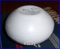 Stella Teller Isleta Pueblo NM Vtg Polychrome Pot Bowl Jar- 5/1 4 x3 1/4