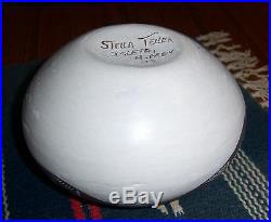 Stella Teller Isleta Pueblo NM Vtg Polychrome Pot Bowl Jar- 5/1 4 x3 1/4