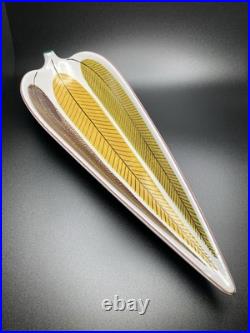 Stig Lindberg, Gustavsberg, Sweden, Faience Leaf Bowl, Hand Painted MCM