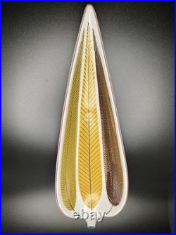 Stig Lindberg, Gustavsberg, Sweden, Faience Leaf Bowl, Hand Painted MCM