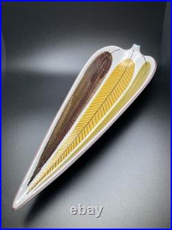 Stig Lindberg, Gustavsberg, Sweden, Faience Leaf Bowl, Hand Painted MCM