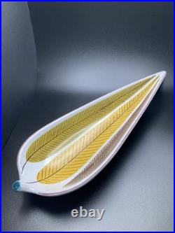 Stig Lindberg, Gustavsberg, Sweden, Faience Leaf Bowl, Hand Painted MCM