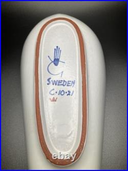 Stig Lindberg, Gustavsberg, Sweden, Faience Leaf Bowl, Hand Painted MCM