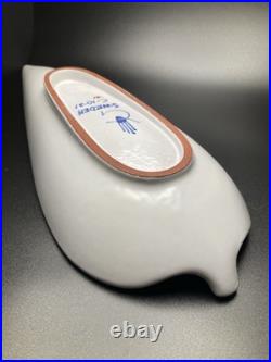 Stig Lindberg, Gustavsberg, Sweden, Faience Leaf Bowl, Hand Painted MCM