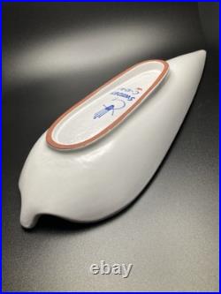 Stig Lindberg, Gustavsberg, Sweden, Faience Leaf Bowl, Hand Painted MCM