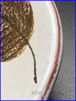 Stig Lindberg, Gustavsberg, Sweden, Faience Leaf Bowl, Hand Painted MCM