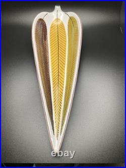 Stig Lindberg, Gustavsberg, Sweden, Faience Leaf Bowl, Hand Painted MCM