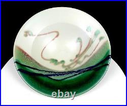 Stillfire Art Pottery Bauer Signed Green & Cream Vintage 10 1/2 Bowl
