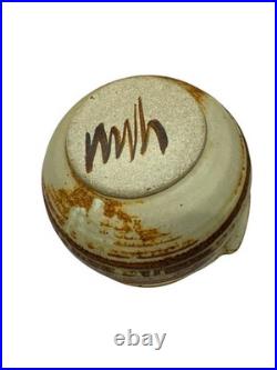 Stoneware Bowl Handle & Spout Earthy Glaze Signed MWH, Handmade Stoneware Bowl Handle & Spout Earthy Glaze Signed MWH, Handmade