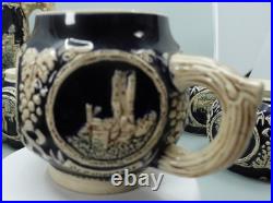 Stoneware German Punch Bowl Marzi Remy German Castle Canister 4L and 12 Mugs