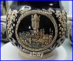 Stoneware German Punch Bowl Marzi Remy German Castle Canister 4L and 12 Mugs