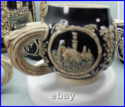 Stoneware German Punch Bowl Marzi Remy German Castle Canister 4L and 12 Mugs