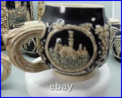 Stoneware German Punch Bowl Marzi Remy German Castle Canister 4L and 12 Mugs