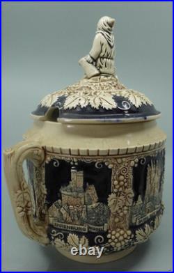 Stoneware German Punch Bowl Marzi Remy German Castle Canister 4L and 12 Mugs