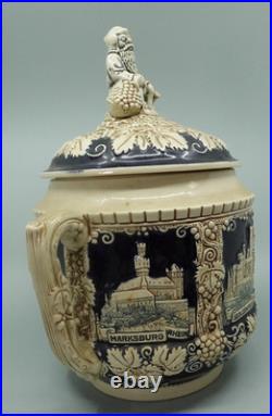 Stoneware German Punch Bowl Marzi Remy German Castle Canister 4L and 12 Mugs