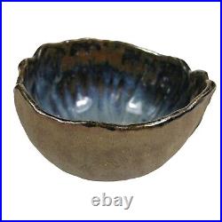 Studio Art Pottery Bowl Signed Art Glazed Bowls Art Cabbage Leaf Vintage 1980