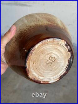 Studio Ceramic Light Brown Gradient Bowl 1960s Mid-Century Modern