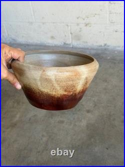 Studio Ceramic Light Brown Gradient Bowl 1960s Mid-Century Modern