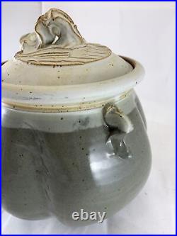 Stunning Vintage Robert Crystal Art Pottery Glazed Stoneware Soup Bowl Lid Ladle