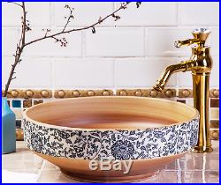 Stylish Vintage Floral Bathroom Cloakroom Ceramic Counter Wash Basin Sink Bowl