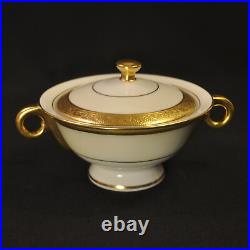 Sugar Bowl withLid Theodore Haviland Athens Encrusted Gold on Cream & White 1958