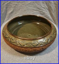 Sunset Canyon Pottery Bridget Hauser Signed Stamped Large 11 Rare Textured Bowl