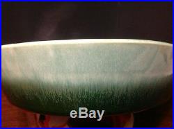 Super Rare! Vintage Hull Pottery Made In The USA 12 Green Drip Heart Bowl #19