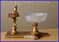 Superb! MID Century German Plaster Sculpture Crystal Bowl! Austria Gilt 1950s