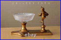 Superb! MID Century German Plaster Sculpture Crystal Bowl! Austria Gilt 1950s