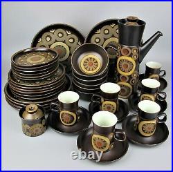 Superb vintage Denby Arabesque brown Dinner Service Set for 6. Plates bowls cups