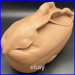 Swan Island Terracotta Angry Bunny Rabbit Covered Casserole 1984 Made in USA 4qt