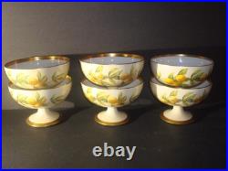 T&V LIMOGES SET of (6)FOOTED DESSERT FRUIT BOWLS ORANGES, GREENLEAF&CROSBY, 4 3/4