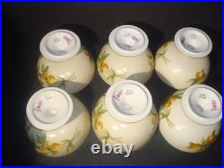 T&V LIMOGES SET of (6)FOOTED DESSERT FRUIT BOWLS ORANGES, GREENLEAF&CROSBY, 4 3/4