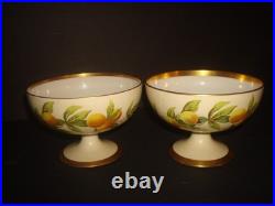 T&V LIMOGES SET of (6)FOOTED DESSERT FRUIT BOWLS ORANGES, GREENLEAF&CROSBY, 4 3/4