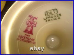 T&V LIMOGES SET of (6)FOOTED DESSERT FRUIT BOWLS ORANGES, GREENLEAF&CROSBY, 4 3/4